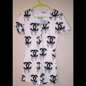 Black white "CC" onesie